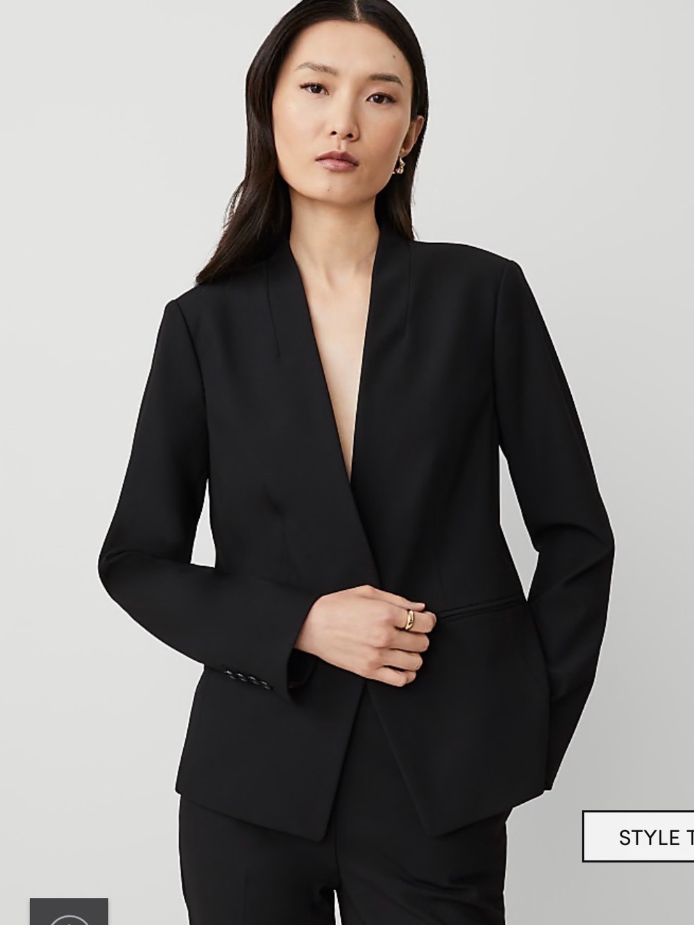 Ann Taylor Black Women's Cutaway Single-Button Blazer Jacket